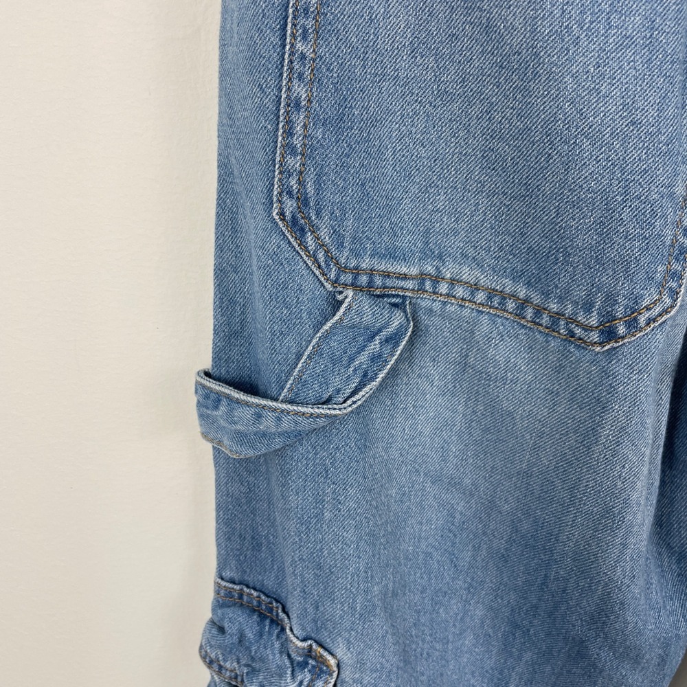 Wild Fable Womens Mid-Rise Baggy Cargo Jeans Blue Denim Size 2R Wide Leg Utility - Picture 3 of 14